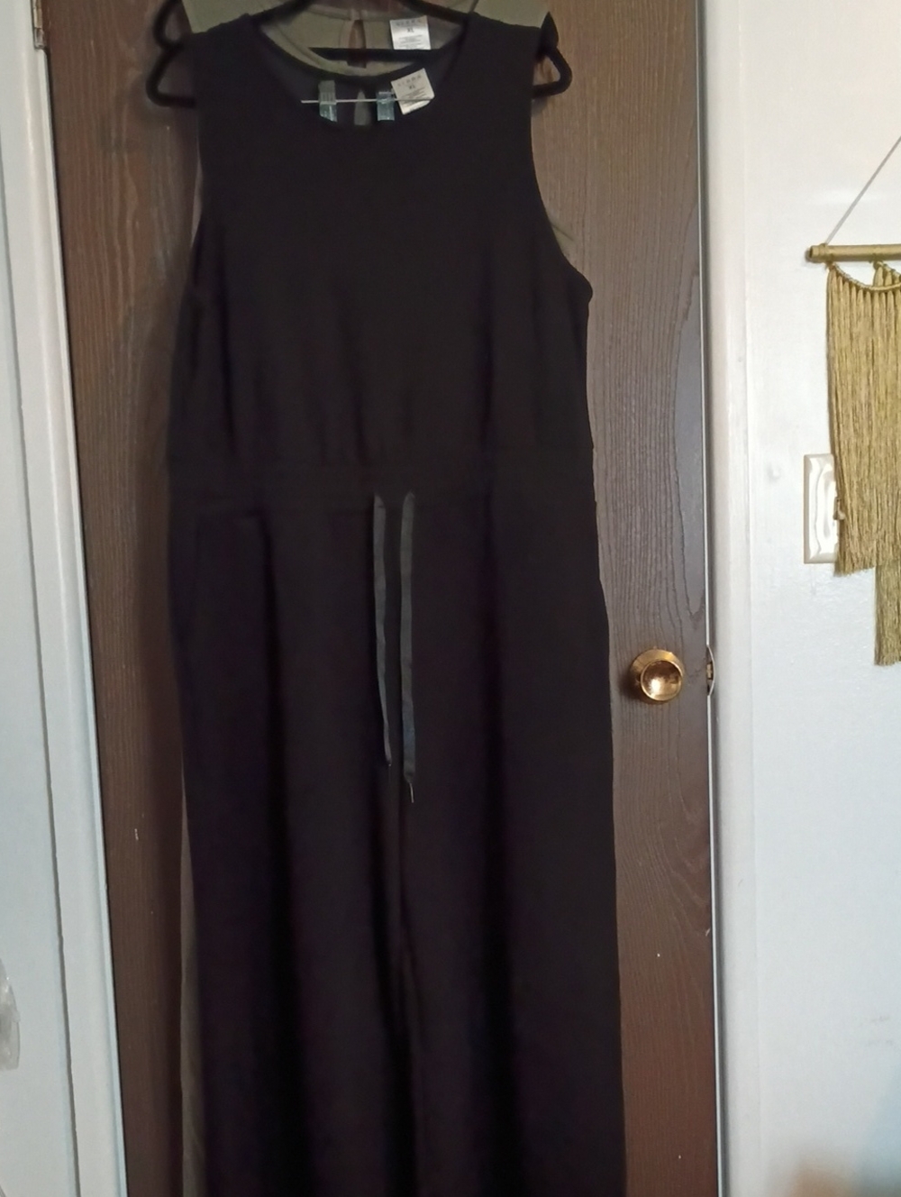 Classic Women's Black Sleeveless Drawstring Jumpsuits
